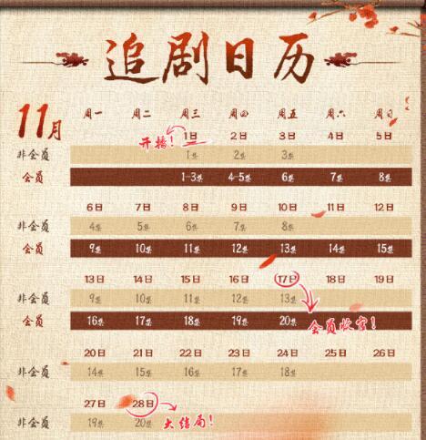 金牌主簿更新日历表