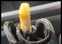 汽车停露天停车场 挡把被热化 这年头车也怕热啊