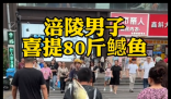 男子背着钓到的79斤鳡鱼在闹市穿行 事件始末2025最新消息